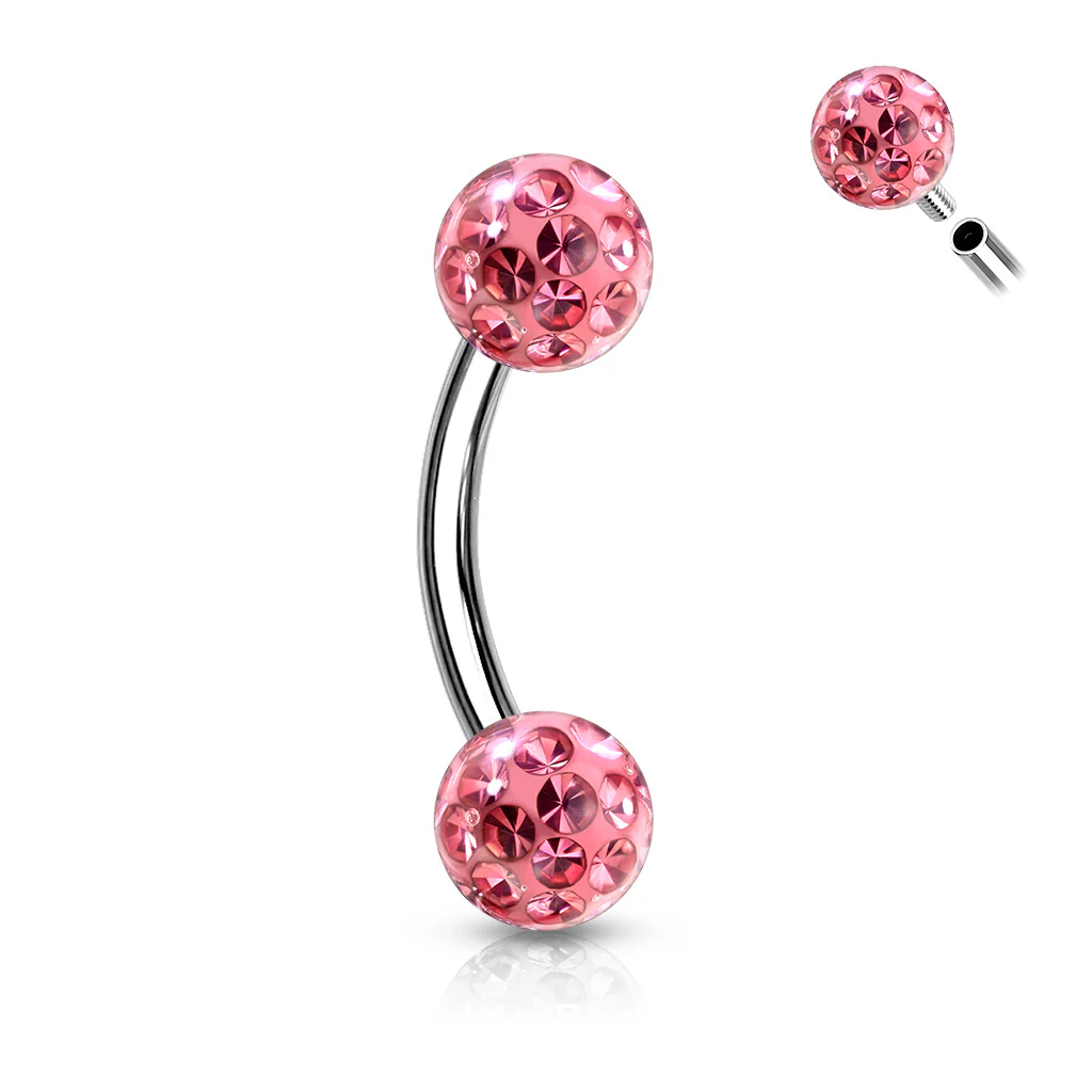 Epoxy Covered CZ Ferido Ball Curve Barbell Eyebrow Rings Daith - Image 7