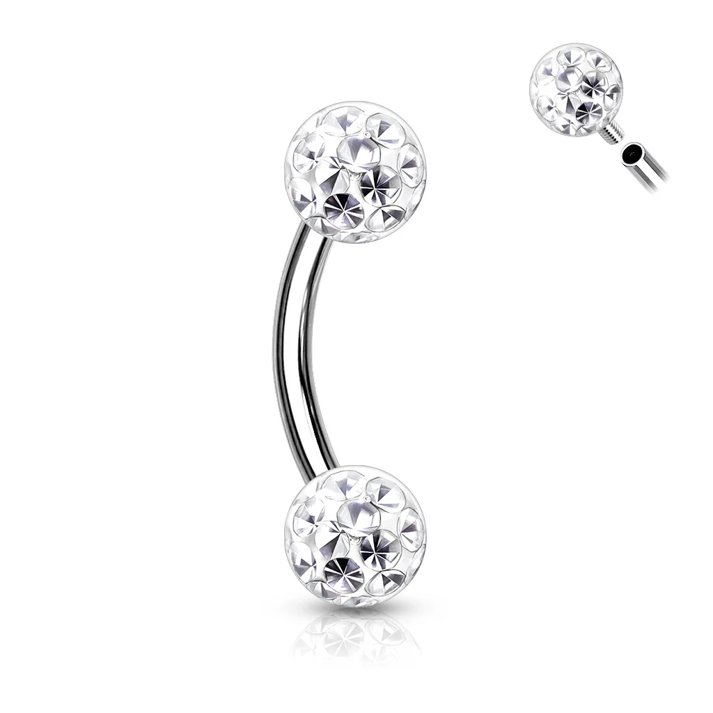 Epoxy Covered CZ Ferido Ball Curve Barbell Eyebrow Rings Daith - Image 8