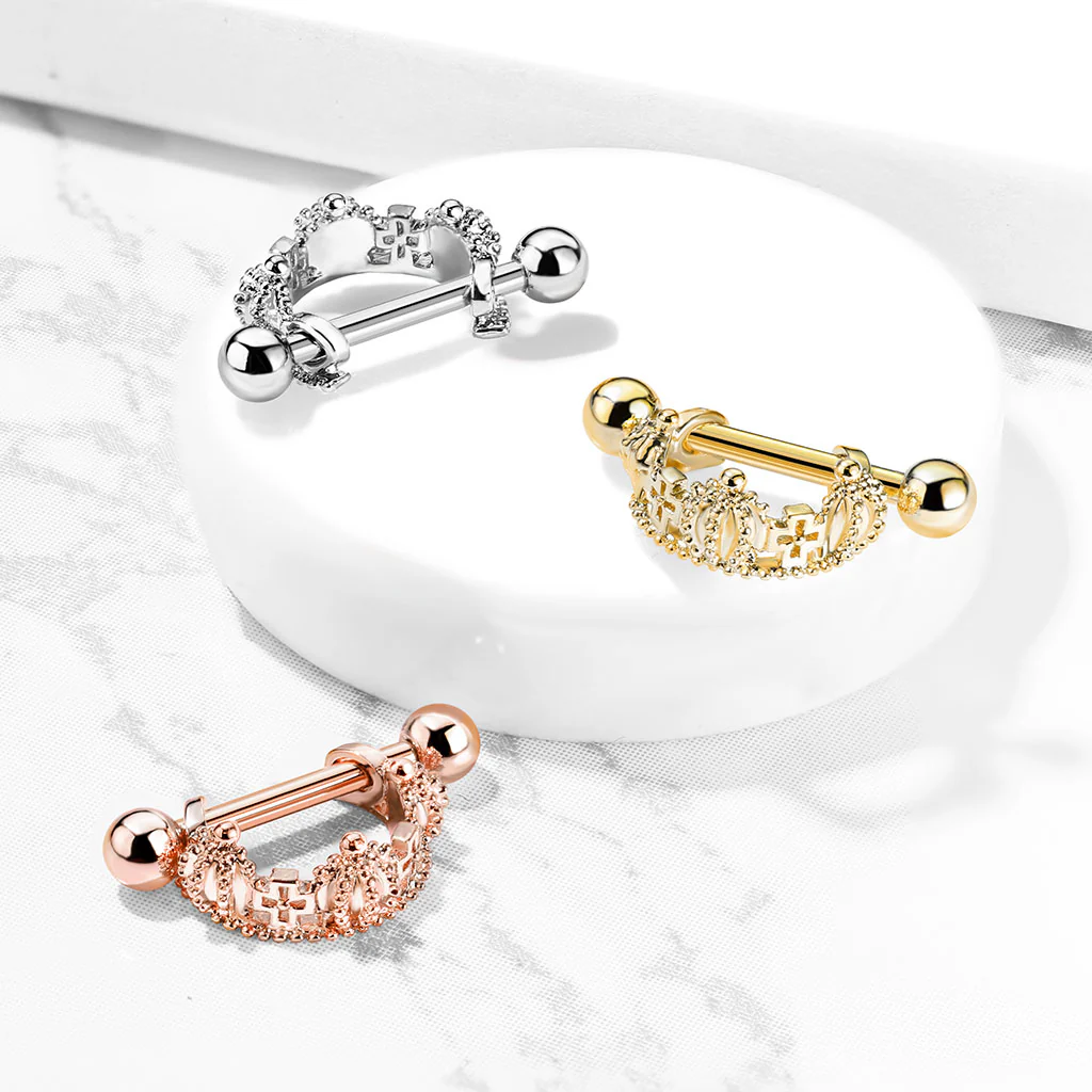 Triple Crown Ear Cartilage Helix Cuff Surgical Steel Barbells