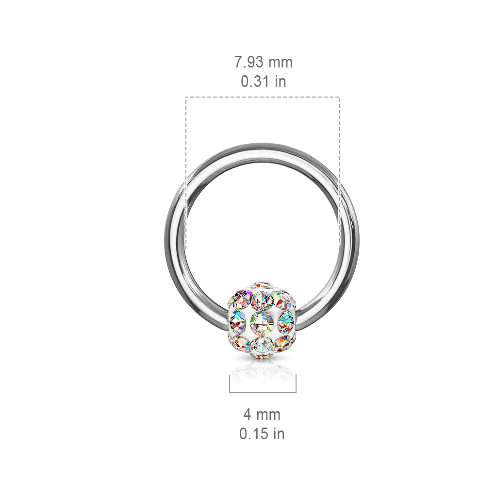 Crystal Paved Ferido Ball Captive Bead Ring Nose Ring Helix Ear Cartilage - Image 3
