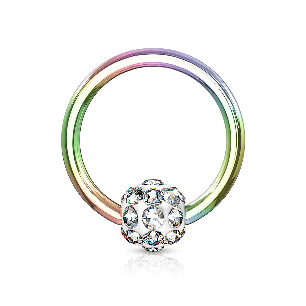 Crystal Paved Ferido Ball Captive Bead Ring Nose Ring Helix Ear Cartilage - Image 4