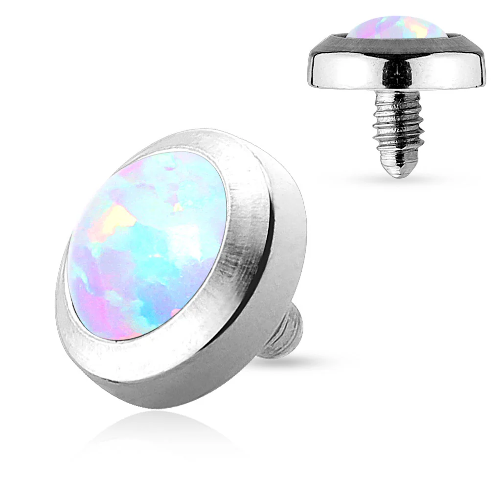 4 Pc Of 4mm Opal Stone 316L Surgical Steel Dermal Anchor Tops - Image 3