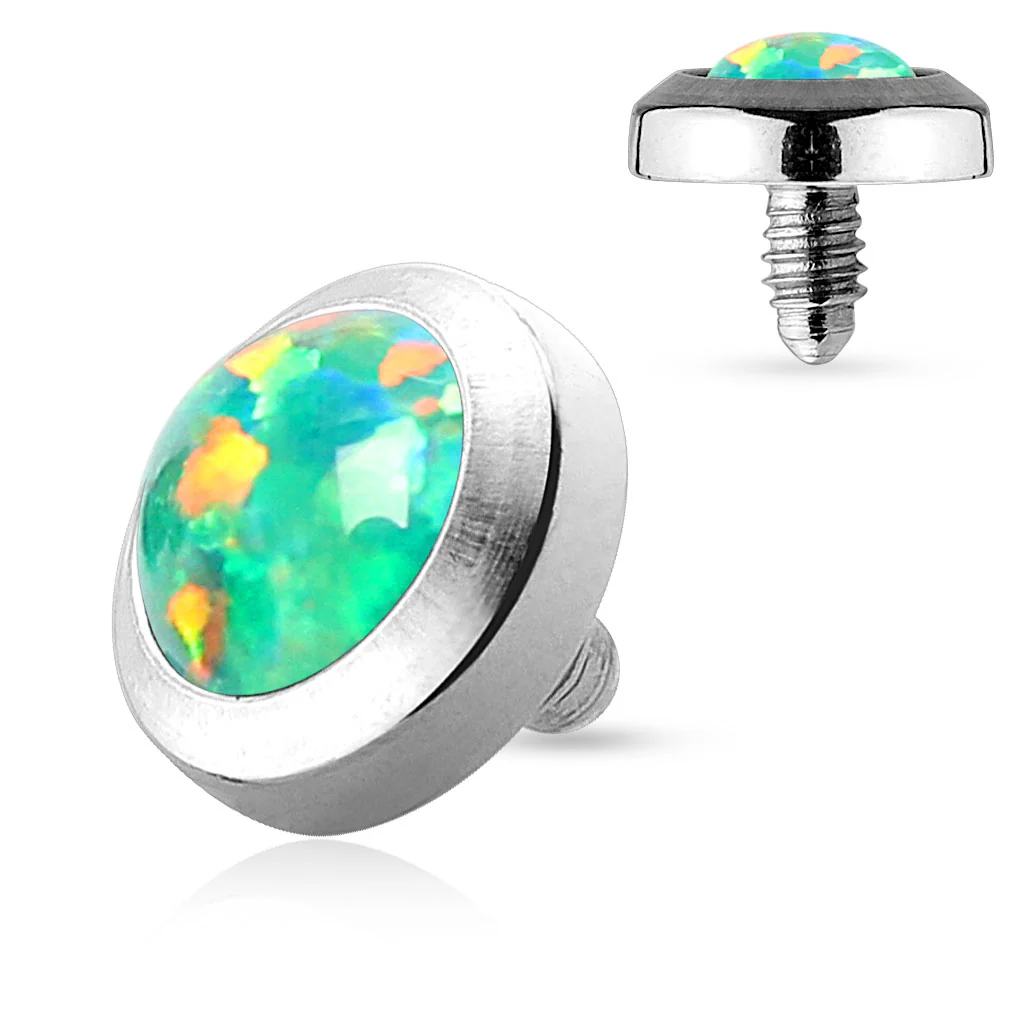 4 Pc Of 4mm Opal Stone 316L Surgical Steel Dermal Anchor Tops - Image 4