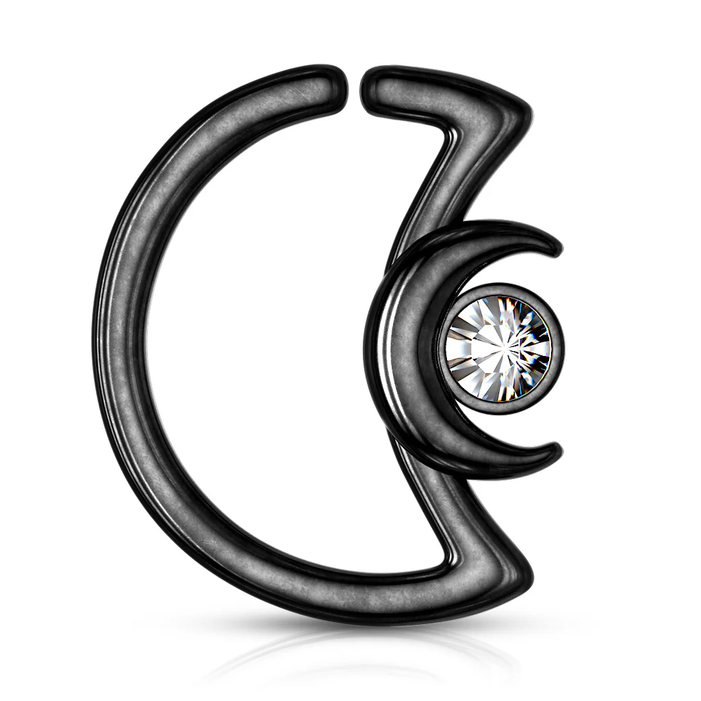 Crystal Crescent Moon Shape Ear Cartilage Daith Helix Tragus Hoop Rings - Image 10
