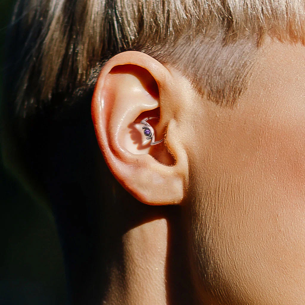 Crystal Crescent Moon Shape Ear Cartilage Daith Helix Tragus Hoop Rings - Image 11