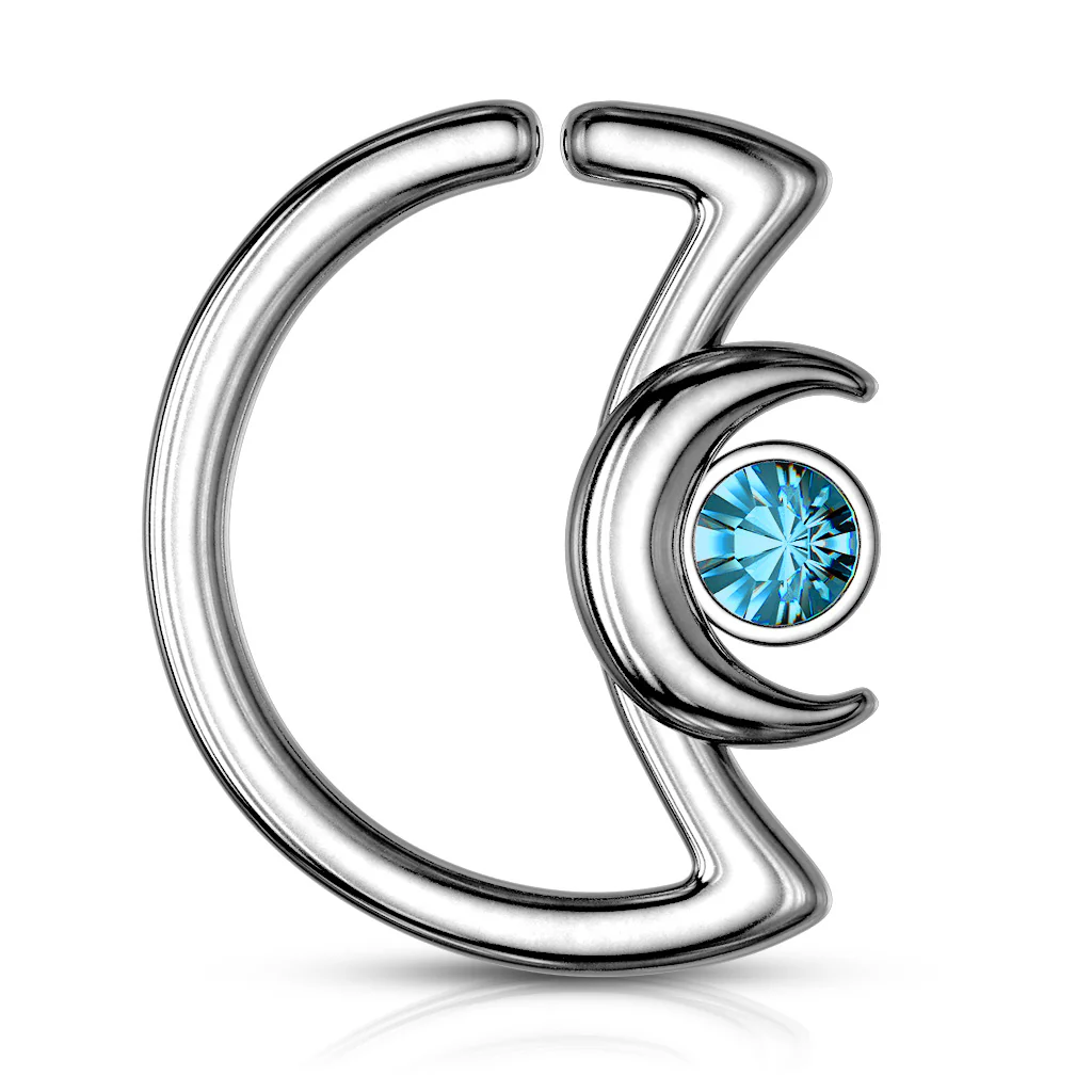 Crystal Crescent Moon Shape Ear Cartilage Daith Helix Tragus Hoop Rings - Image 5