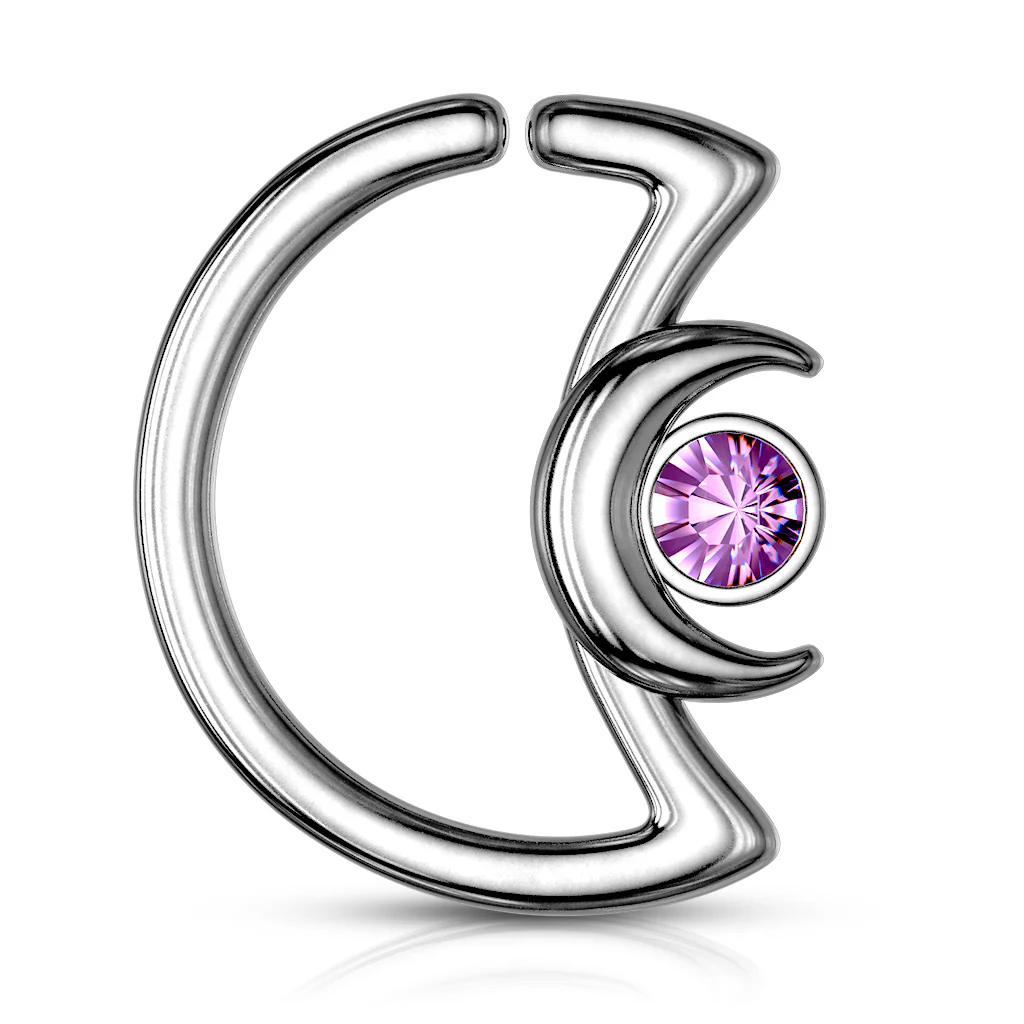 Crystal Crescent Moon Shape Ear Cartilage Daith Helix Tragus Hoop Rings - Image 7
