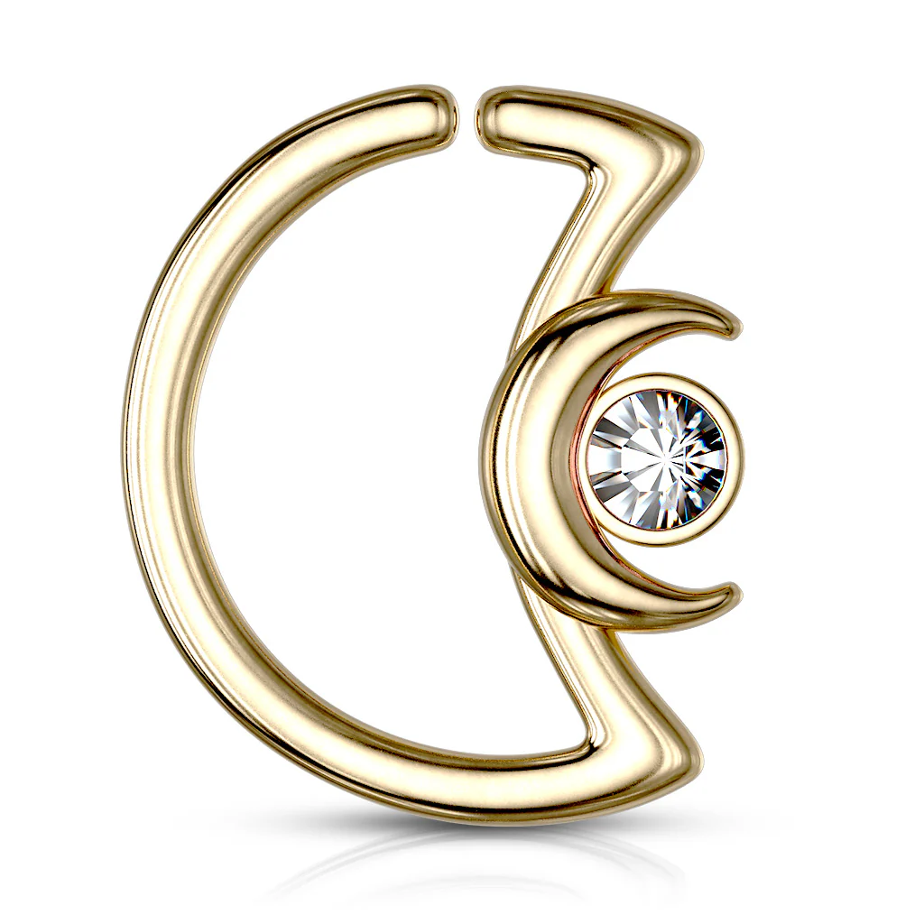 Crystal Crescent Moon Shape Ear Cartilage Daith Helix Tragus Hoop Rings - Image 9