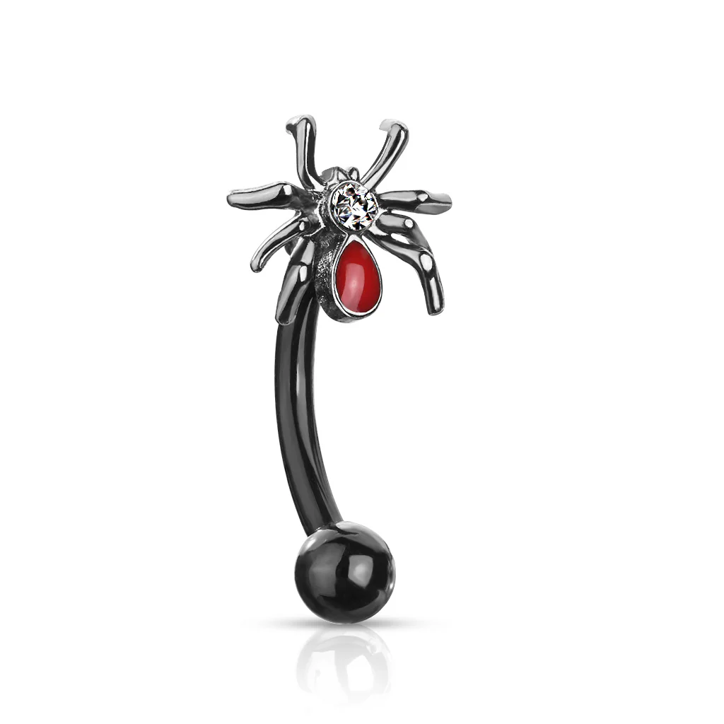 Crystal Set Red Spider Curve Barbells Eyebrow Ring Rook Snug Piercing - Image 3