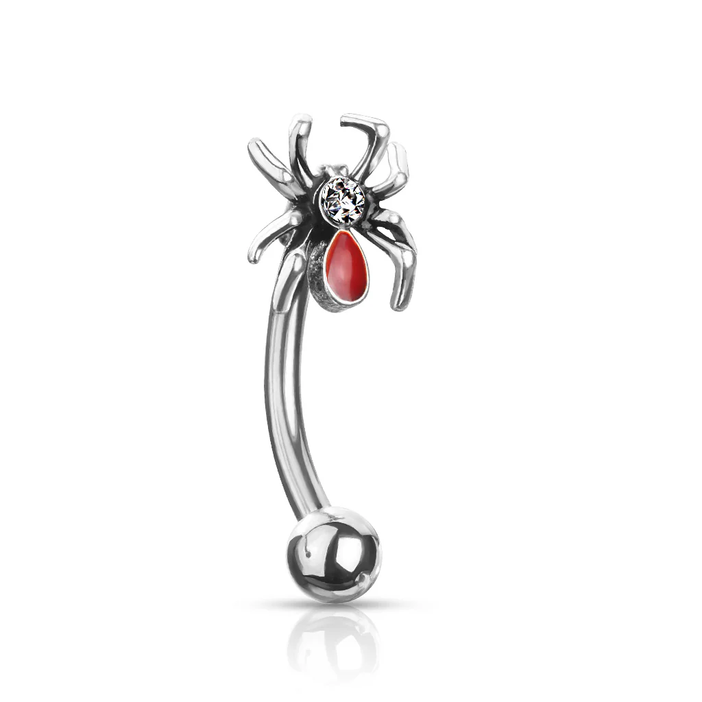 Crystal Set Red Spider Curve Barbells Eyebrow Ring Rook Snug Piercing - Image 4