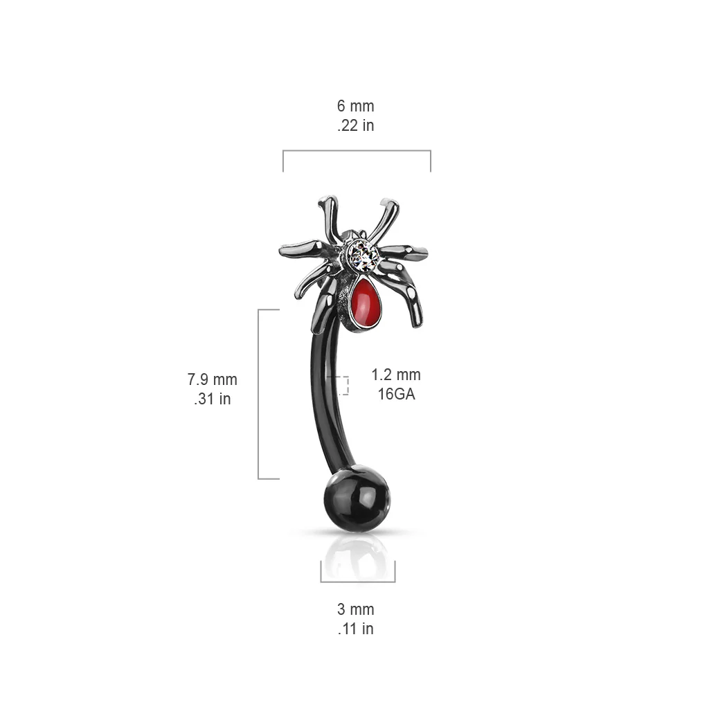 Crystal Set Red Spider Curve Barbells Eyebrow Ring Rook Snug Piercing - Image 5