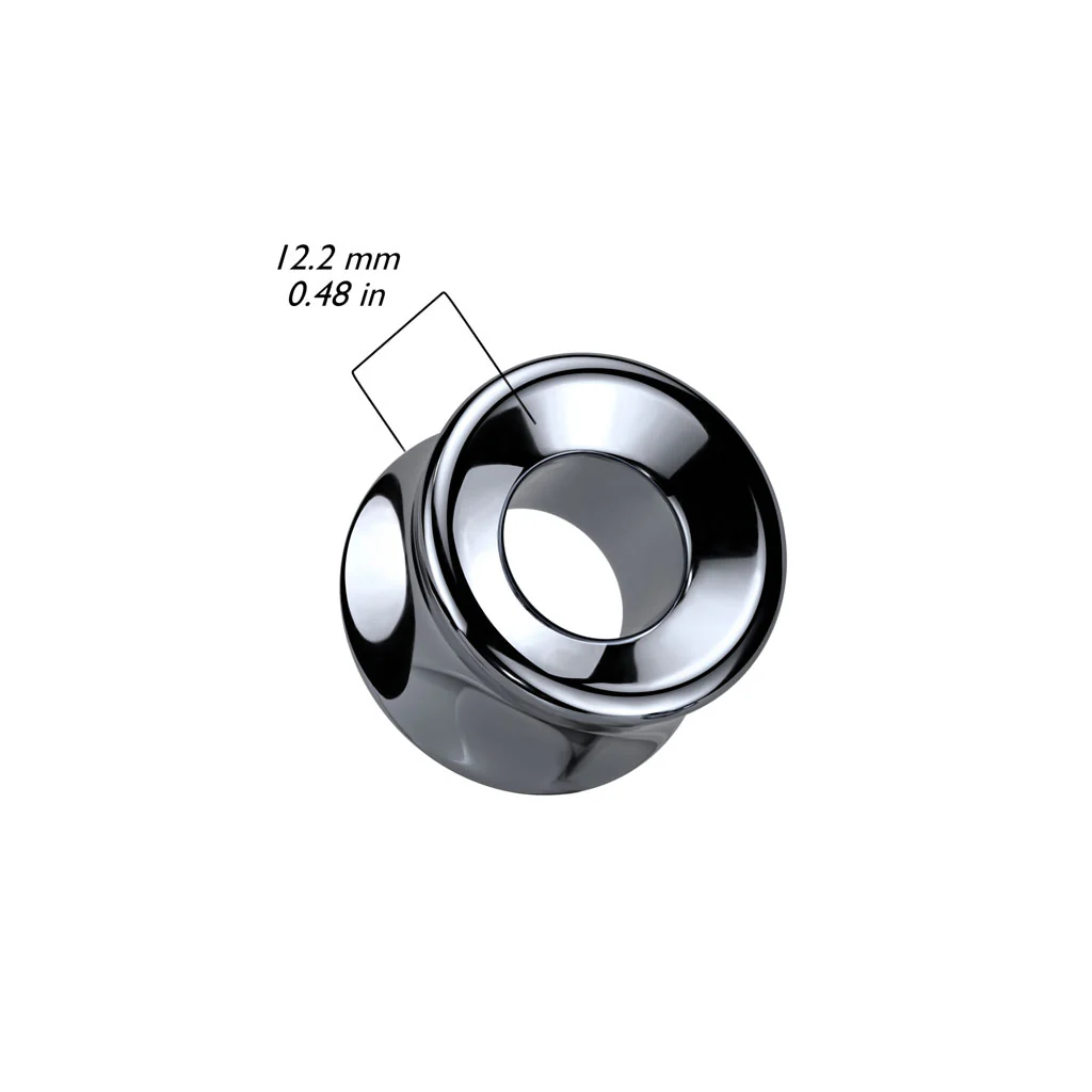 Pair Light Weight Hematite Double Flared Saddle Tunnel - Image 2