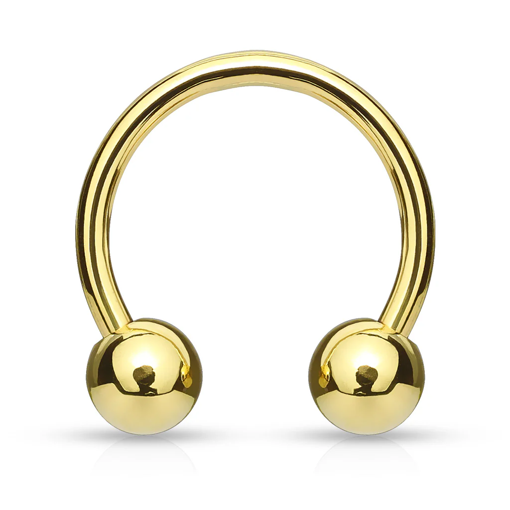 Gold Plated on Surgical Steel Horseshoe Circular Barbells Tragus Cartilage Nipple 14G