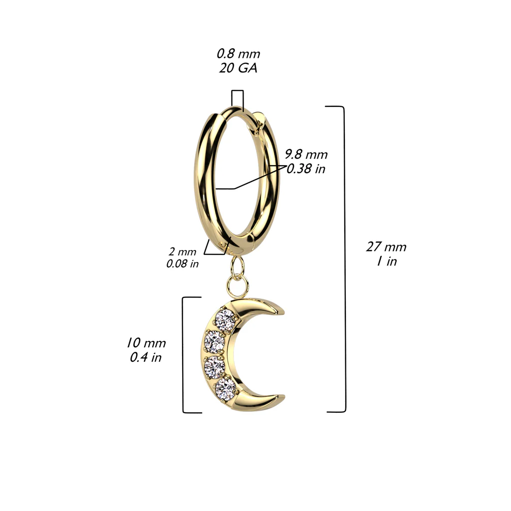 Pair CNC CZ Crescent Moon Dangle Earrings Ear Cartilage Tragus - Image 2