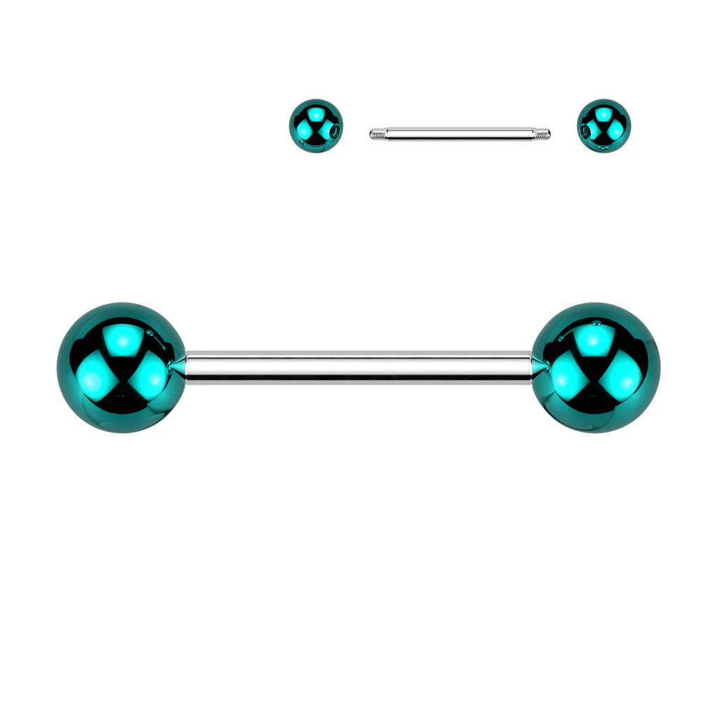 Pair Glass Coating Acrylic Balls Nipple Barbell - Image 6