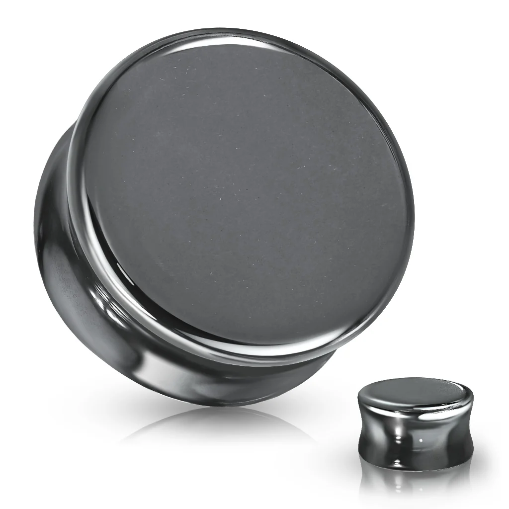 Pair Hematite  Natural Stone Double Flared Plugs - Image 4
