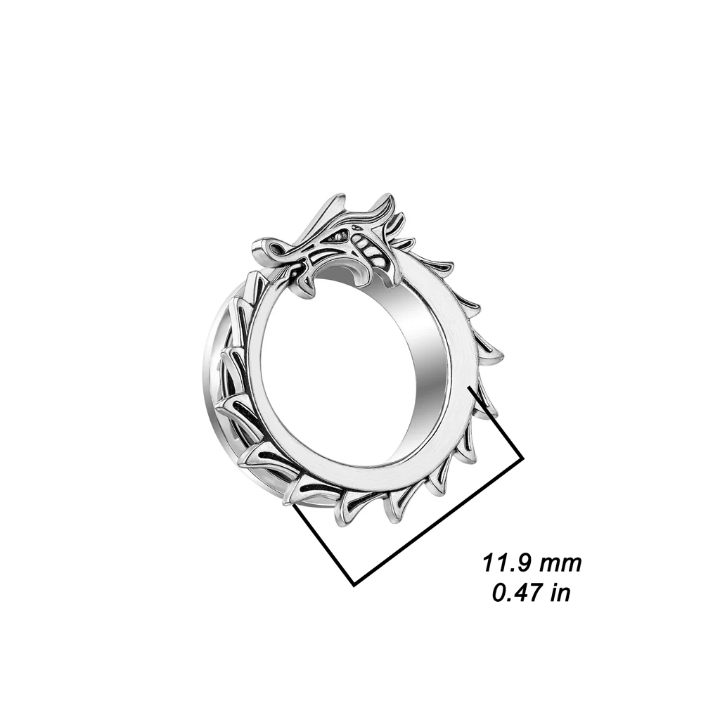 Pair Dragon Around The Rim Plugs Screw Fit Flesh Tunnels Ear Plugs - Image 2