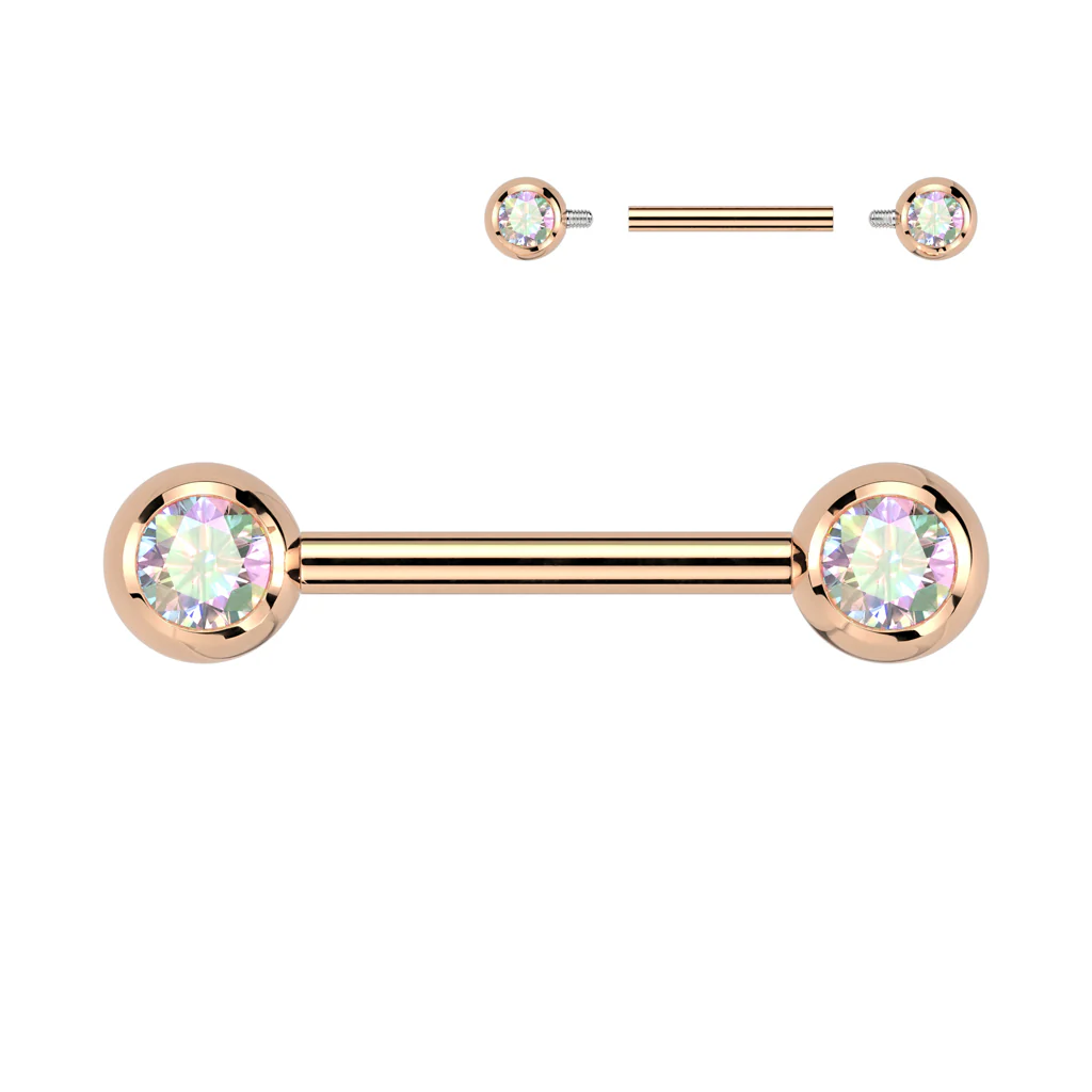 Pair Implant Titanium Internally Threaded CZ Ball Nipple Barbells - Image 3
