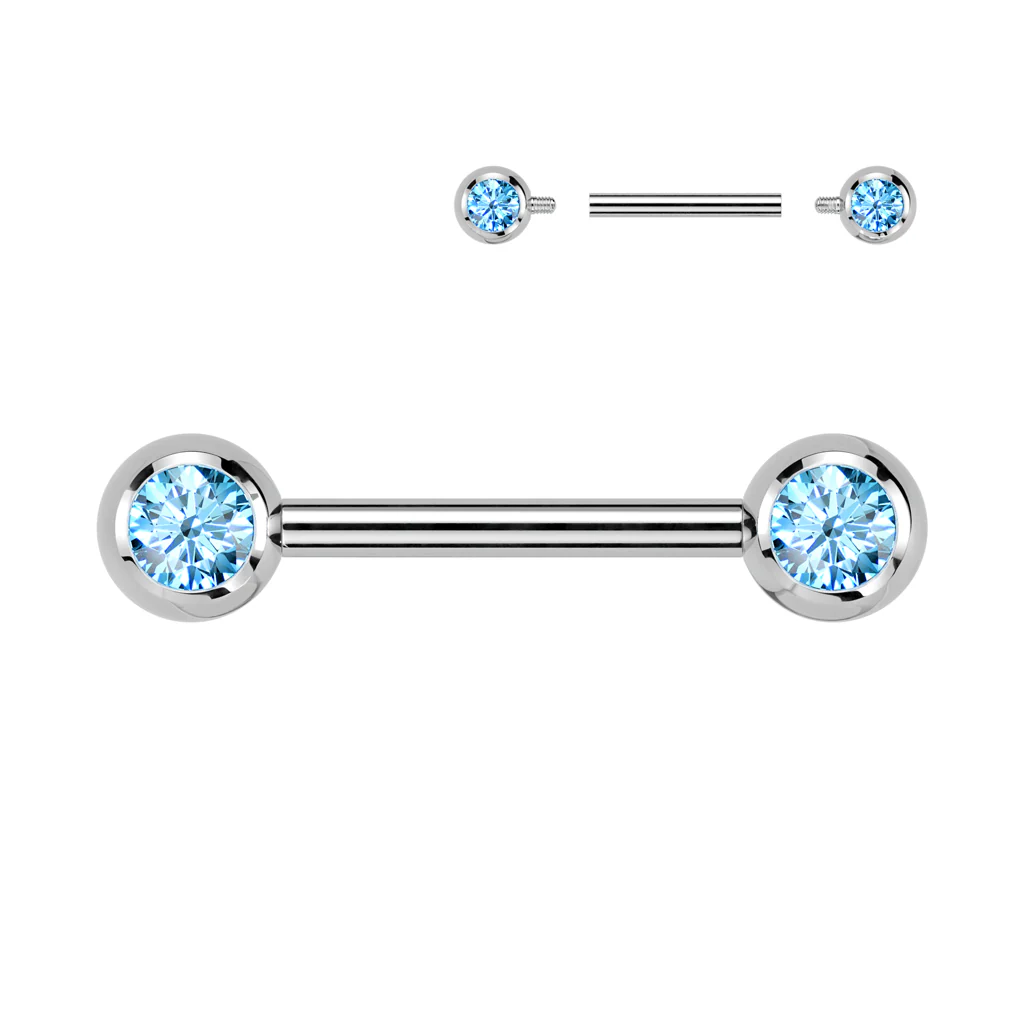 Pair Implant Titanium Internally Threaded CZ Ball Nipple Barbells - Image 4