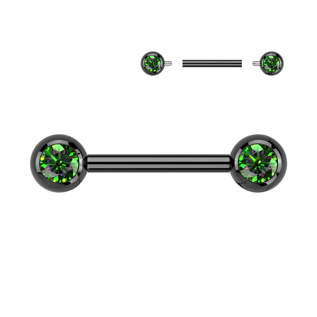 Pair Implant Titanium Internally Threaded CZ Ball Nipple Barbells - Image 6