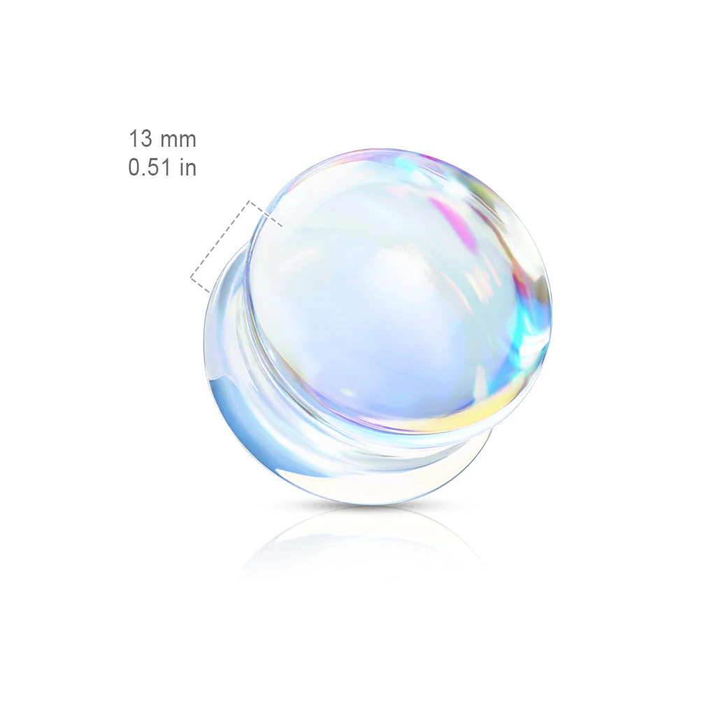 Pair Iridescent Glass Double Flare Ear Plugs - Image 3