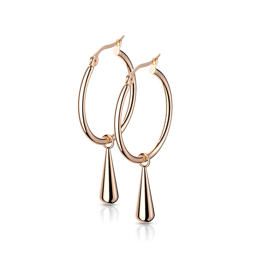 Pair Hoop Earrings With Teardrop Dangle - Image 6