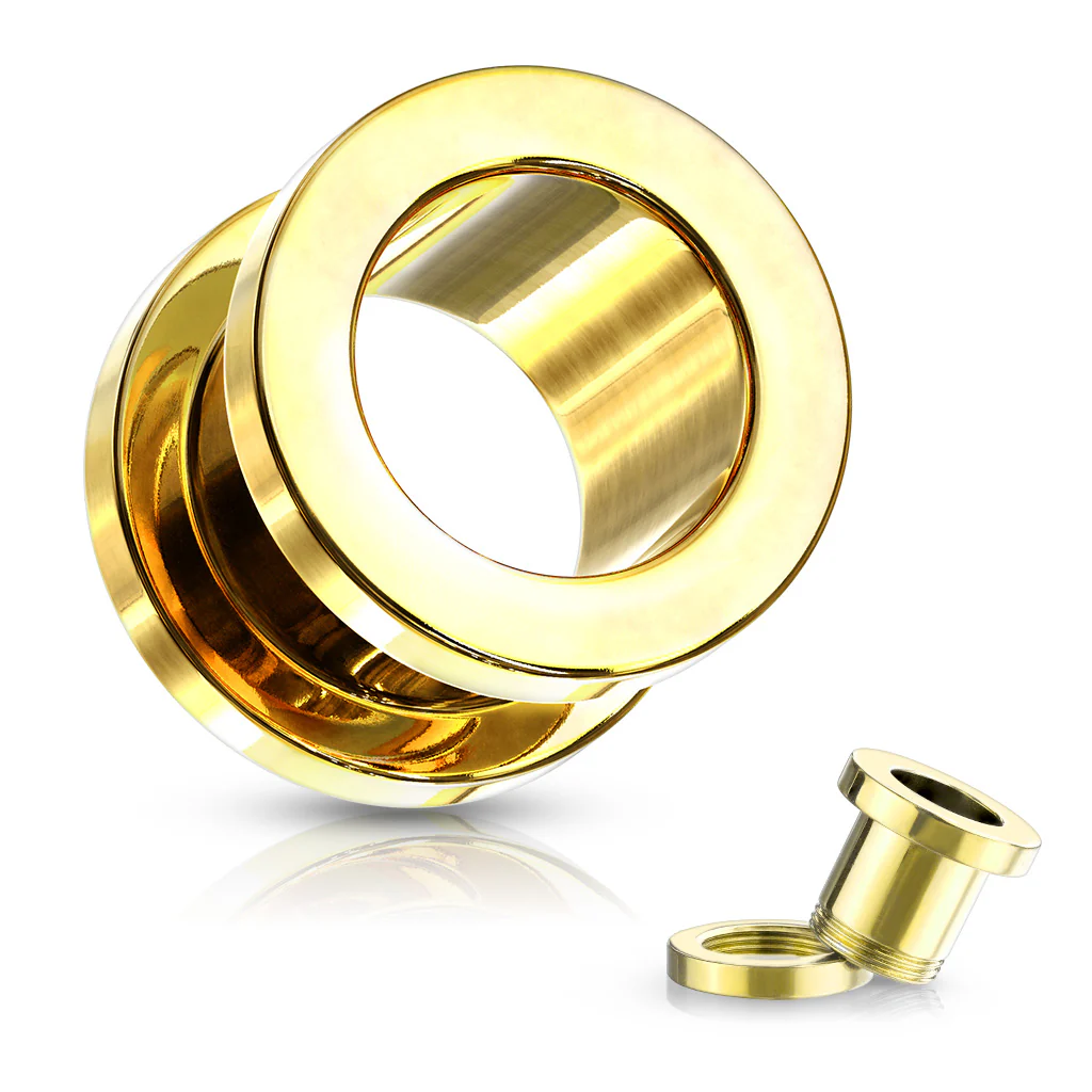 Pair Of Titanium Plated Ear Plugs Screw Fit Flesh Tunnels - Image 4