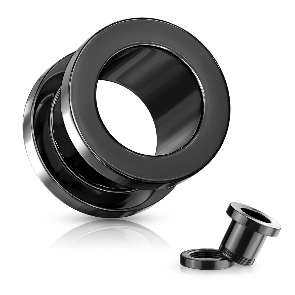 Pair Of Titanium Plated Ear Plugs Screw Fit Flesh Tunnels - Image 7