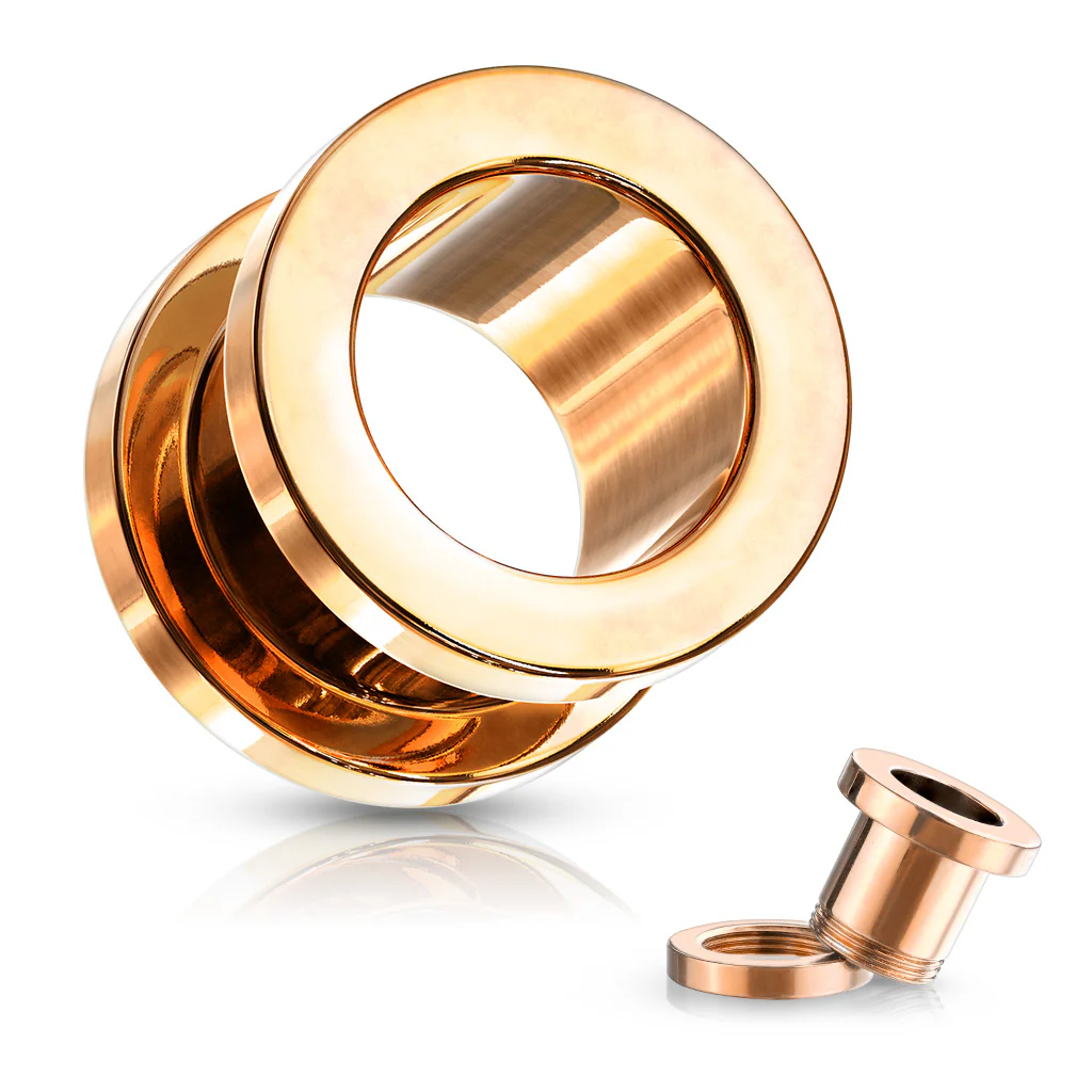 Pair Of Titanium Plated Ear Plugs Screw Fit Flesh Tunnels - Image 8