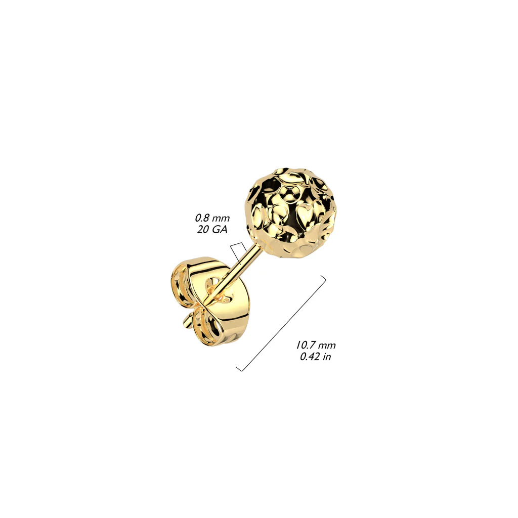 Pair Hammered Stainless Steel Ball Stud Earrings - Image 3