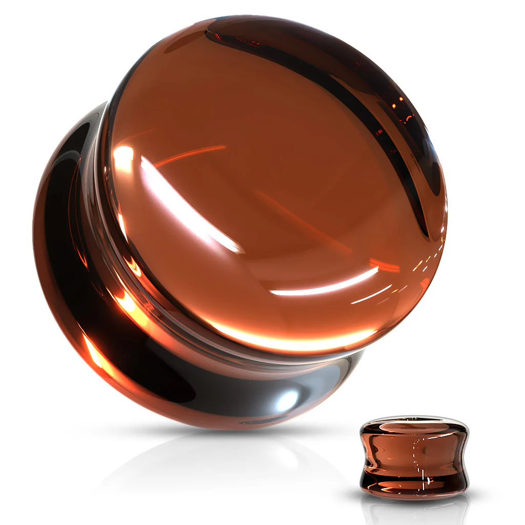 Pair Concave Saddle Glass Double Flare Ear Plugs - Image 7