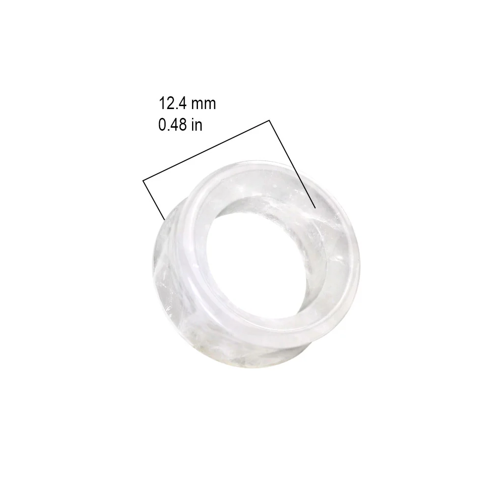 Pair Cloudy Quartz  Double Flare Stone Saddle Ear Tunnel - Image 2