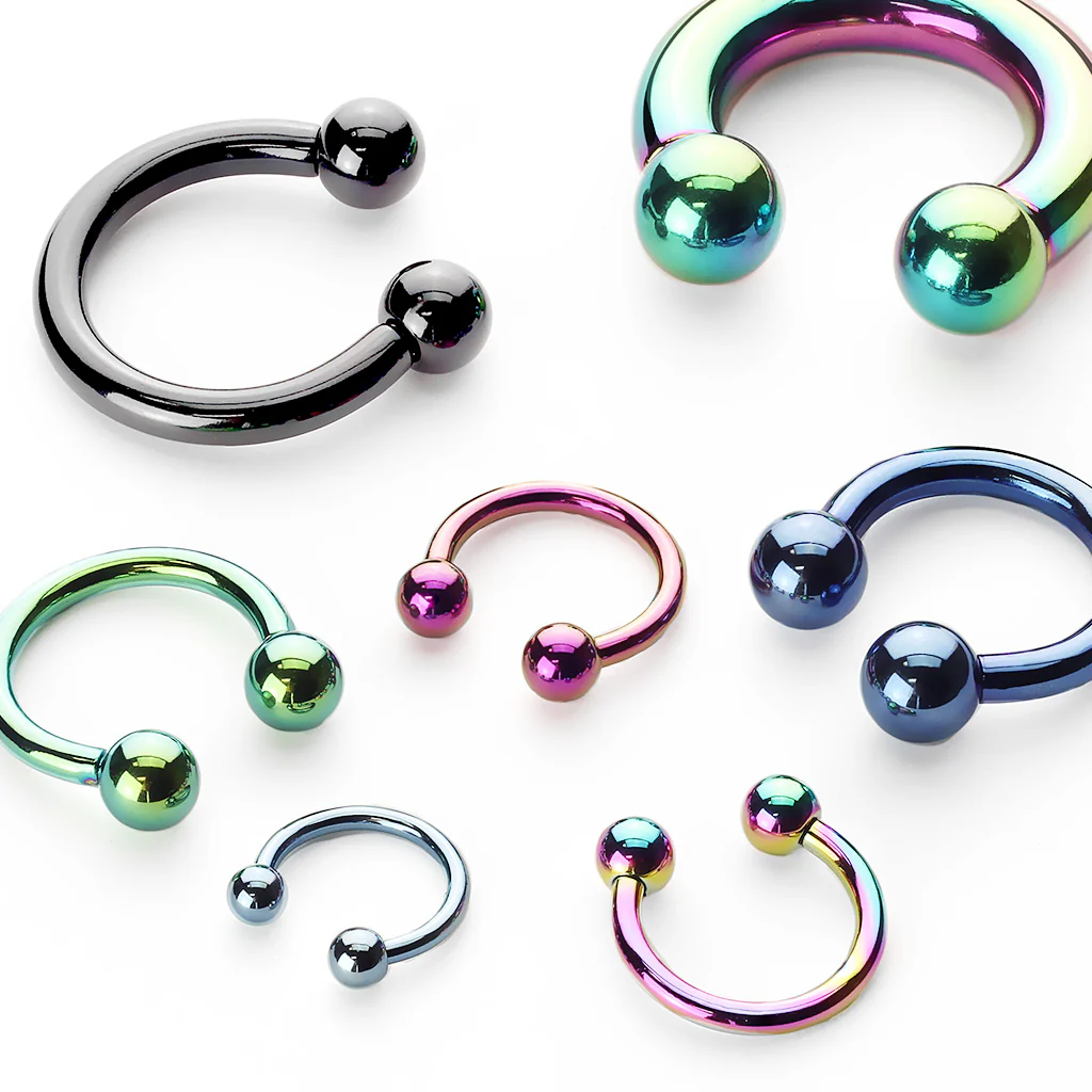 1 Pc Big Gauge Titanium Horseshoe Circular Barbell