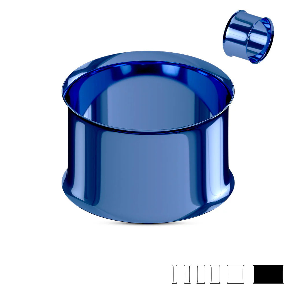Pair Titanium IP Double Flared Tunnel Ear Plugs Up To 1" - Image 11