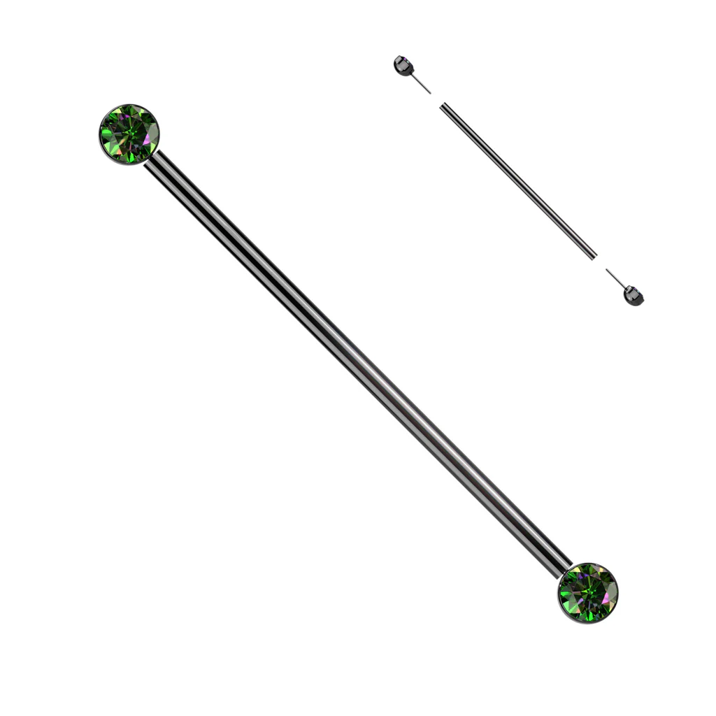 Titanium Threadless Push in Industrial Barbell with CZ - Image 5
