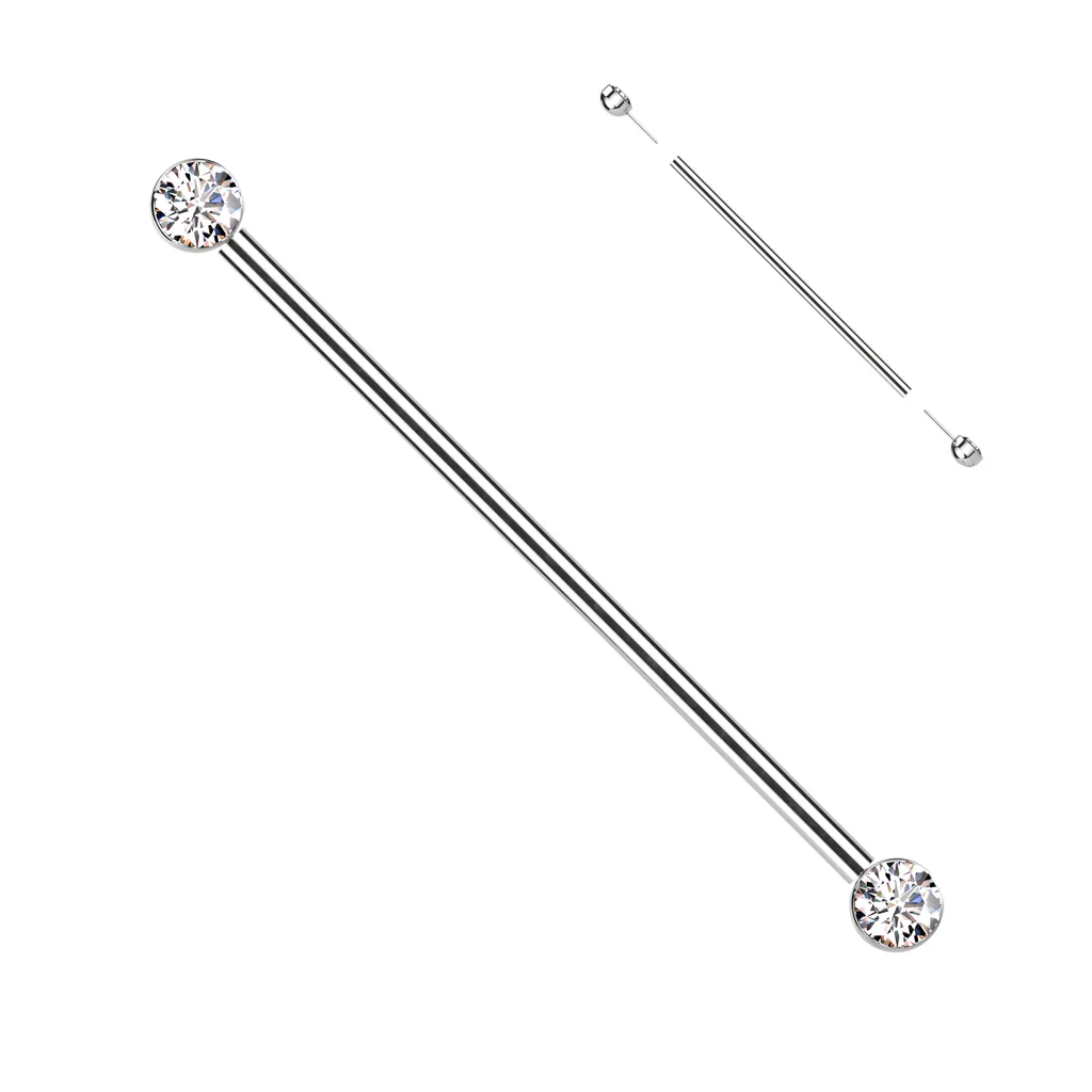 Titanium Threadless Push in Industrial Barbell with CZ - Image 7