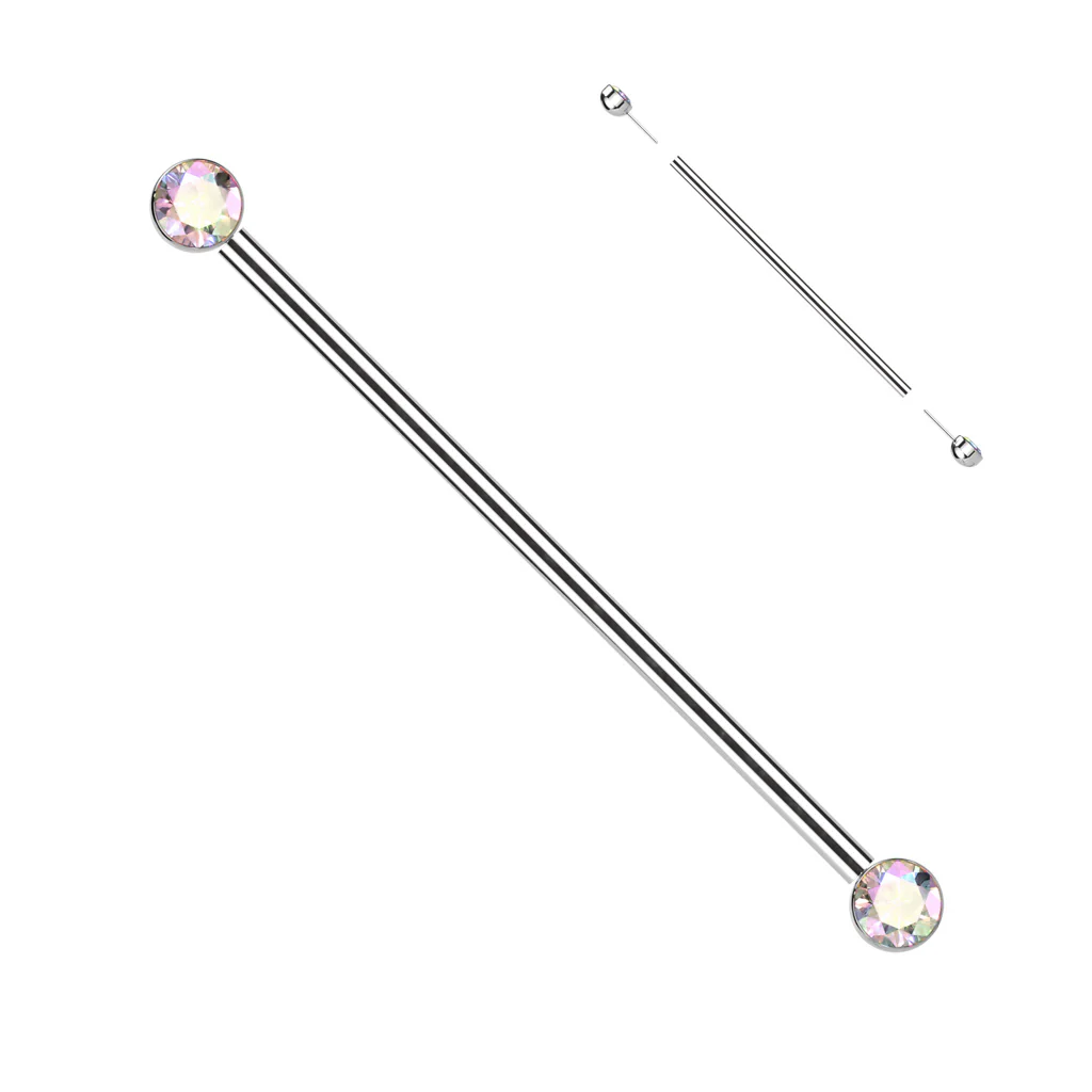 Titanium Threadless Push in Industrial Barbell with CZ - Image 8