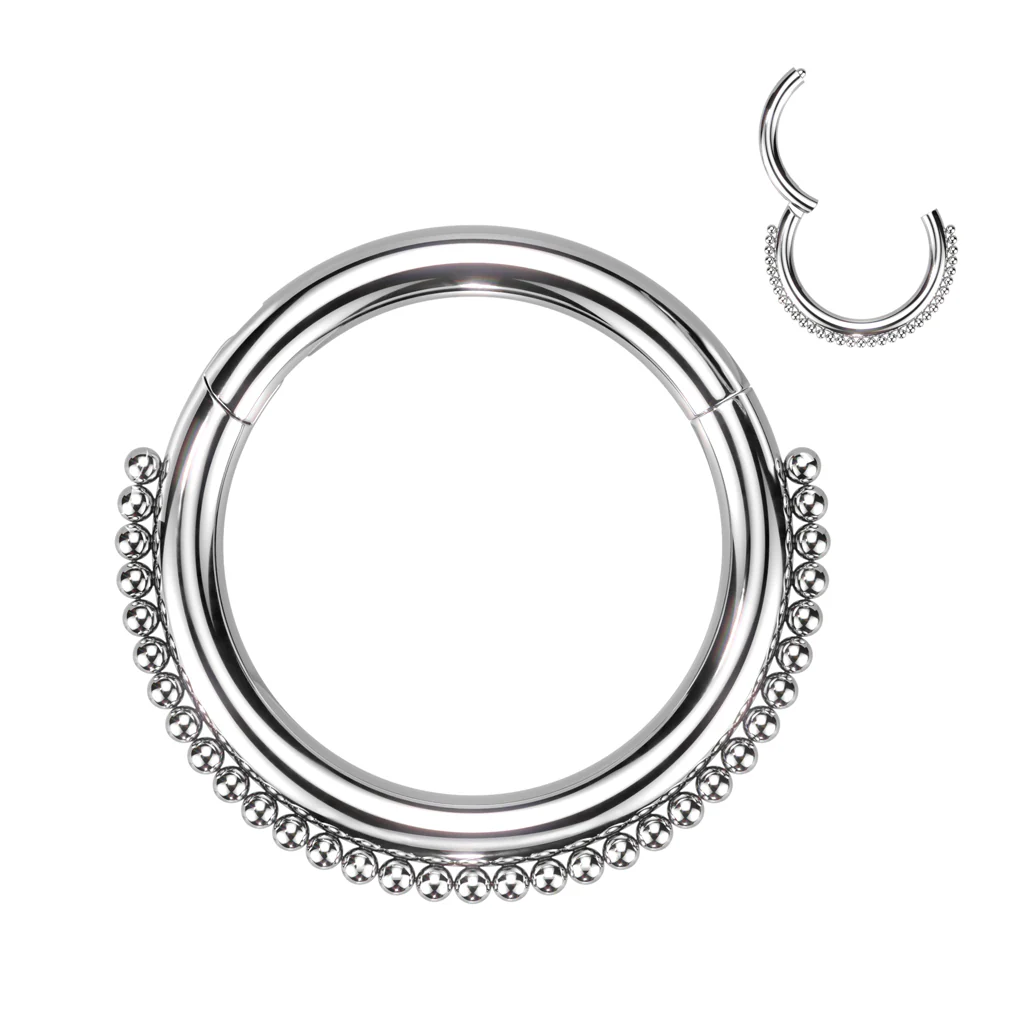 Beaded Ball Line Hinged Hoop Segment Rings Ear Cartilage - Image 3