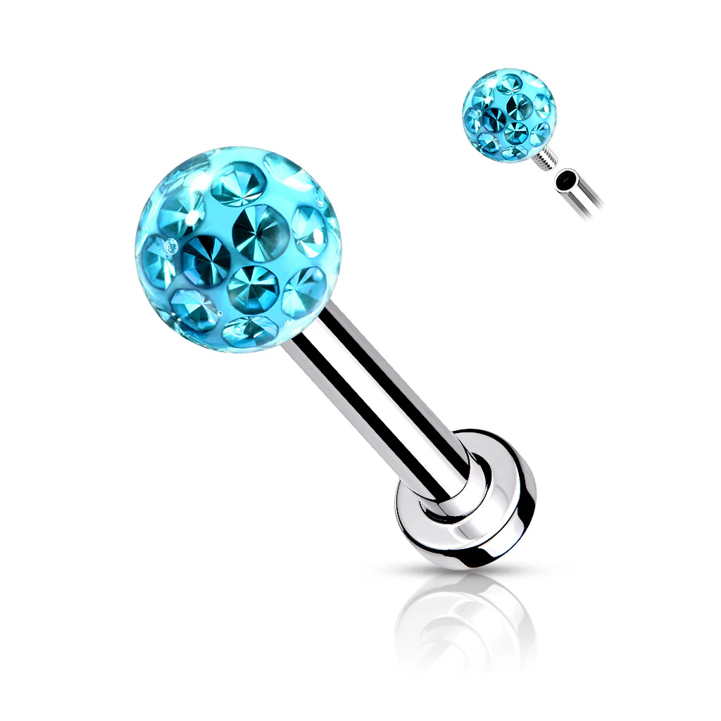 Epoxy Coverd Crystal Paved Ball Labret Tragus Snug Ear Cartilage Helix Studs - Image 9