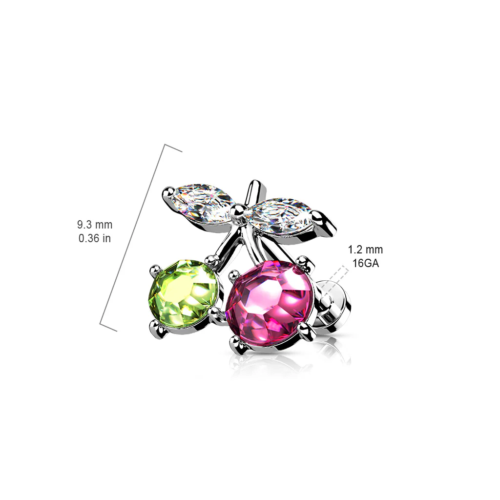 CZ Cherry Top Internally Threaded Lip Monroe Cartilage Helix - Image 4