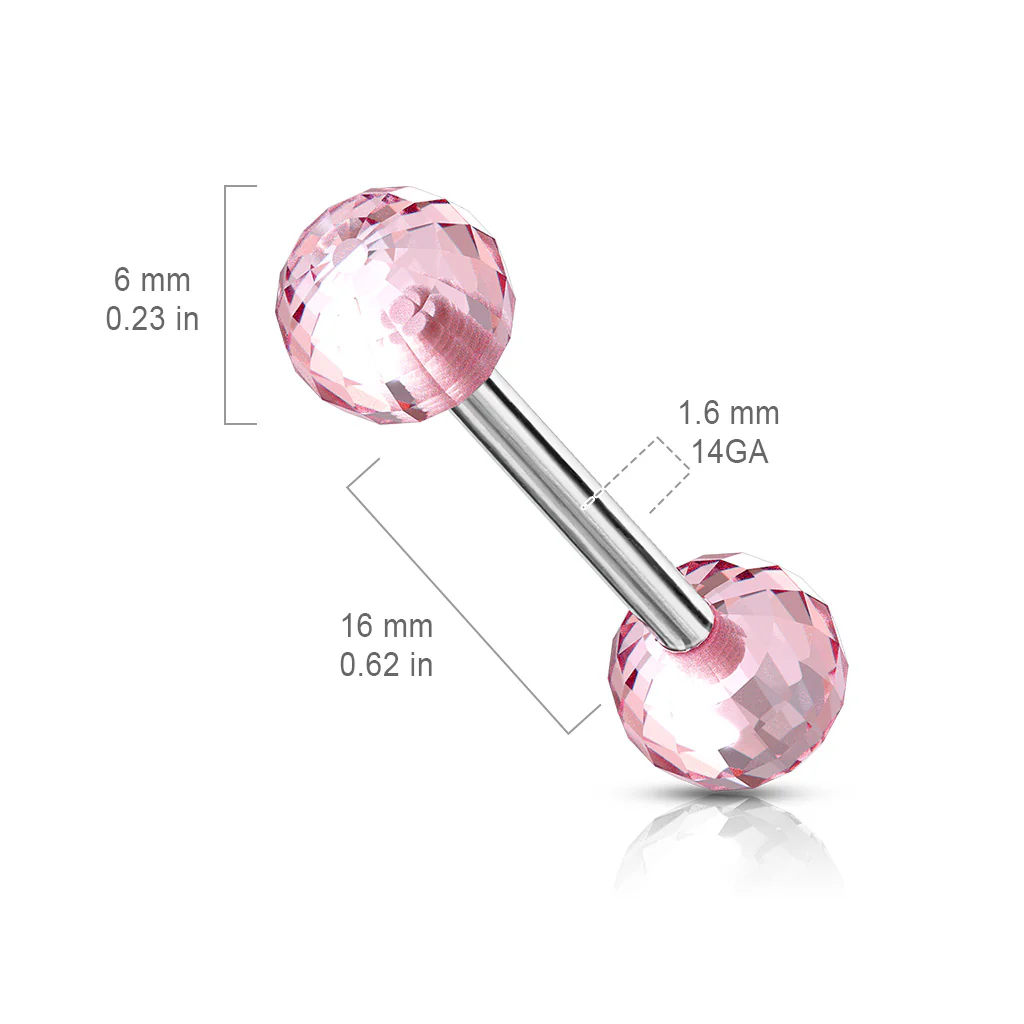 Disco Acrylic Ball Nipple Barbell Tongue Rings - Image 2