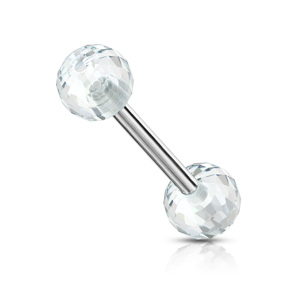 Disco Acrylic Ball Nipple Barbell Tongue Rings - Image 3