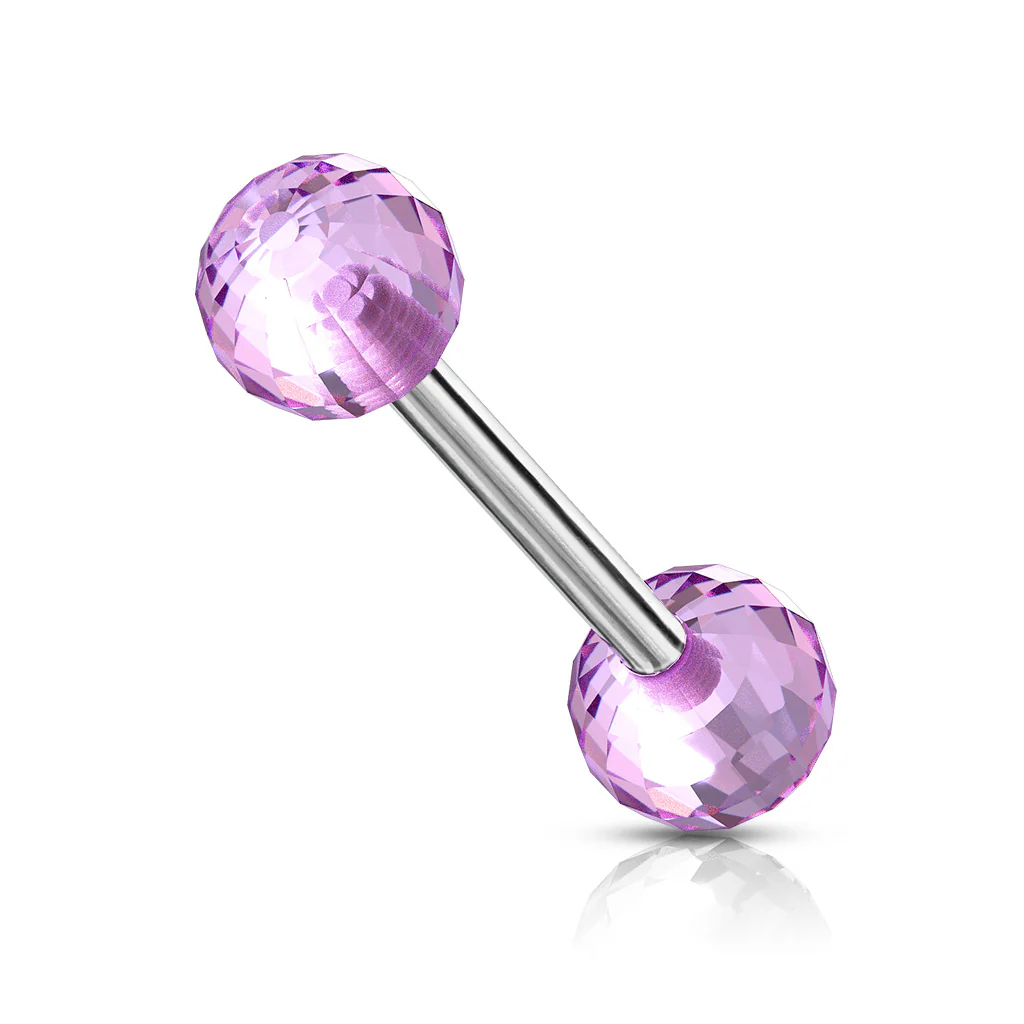 Disco Acrylic Ball Nipple Barbell Tongue Rings - Image 4