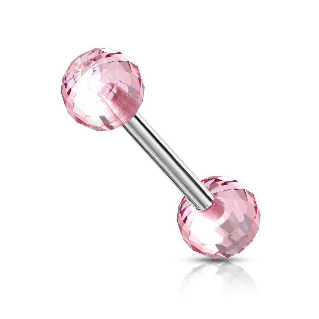 Disco Acrylic Ball Nipple Barbell Tongue Rings - Image 6