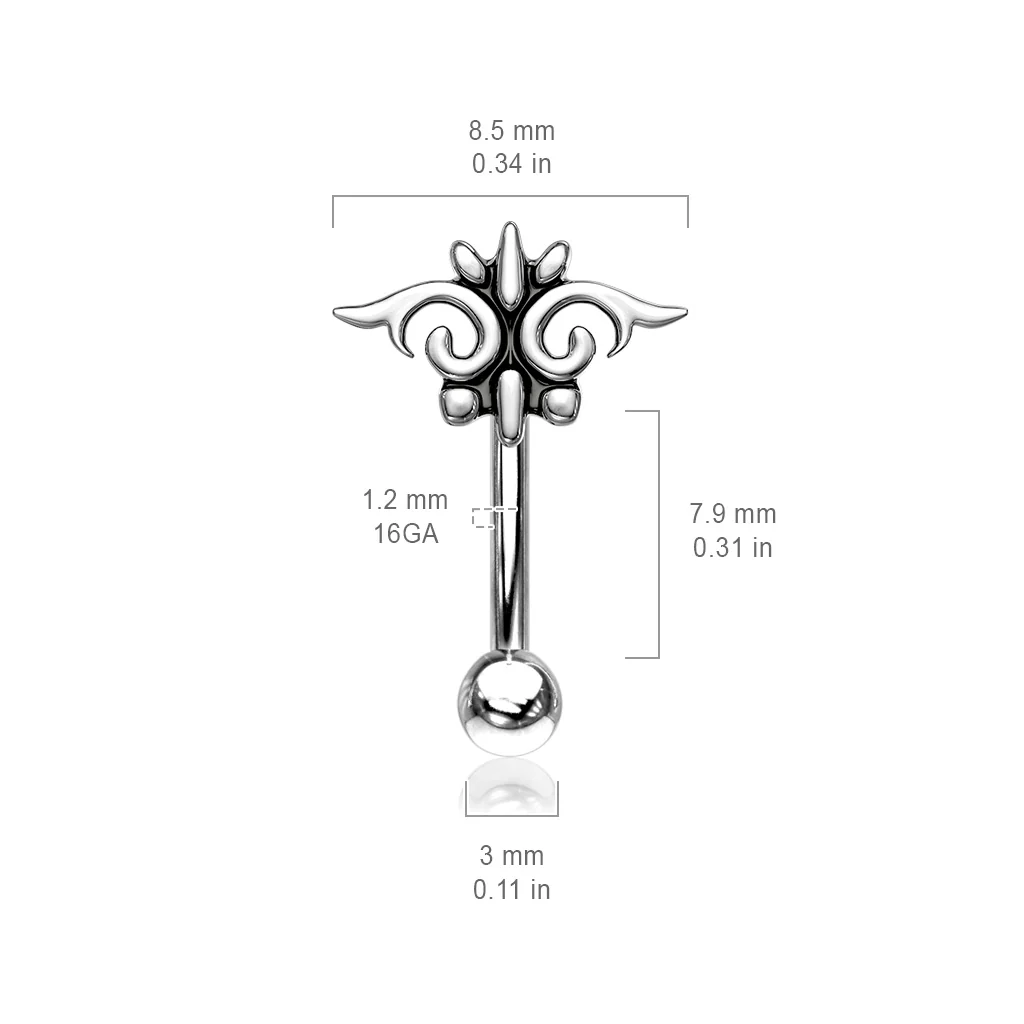 Tribal Top 316L Surgical Steel Curve Barbells Eyebrow Ring Rook Snug Piercing - Image 2