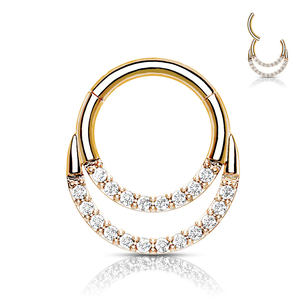 Precision CNC Lined CZ Set All Surgical Steel Hinged Segment Hoop Ring - Image 3
