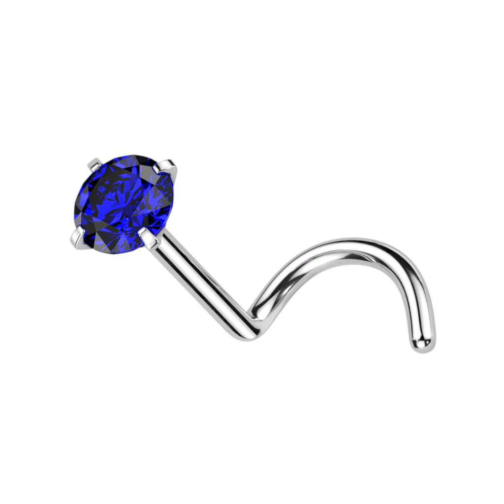 Implant Grade Titanium Prong Set CZ Nose Screw Stud Ring - Image 10