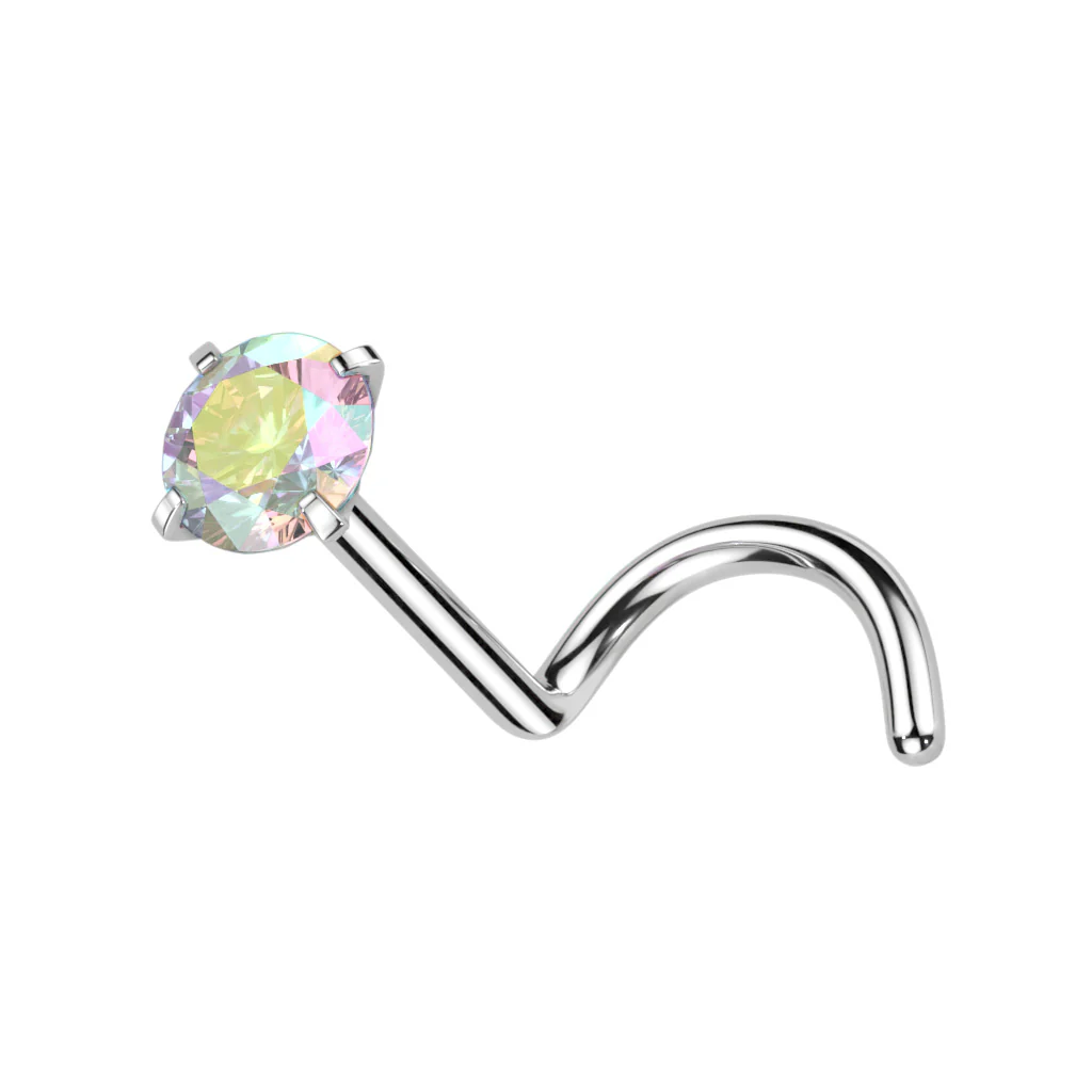 Implant Grade Titanium Prong Set CZ Nose Screw Stud Ring - Image 11