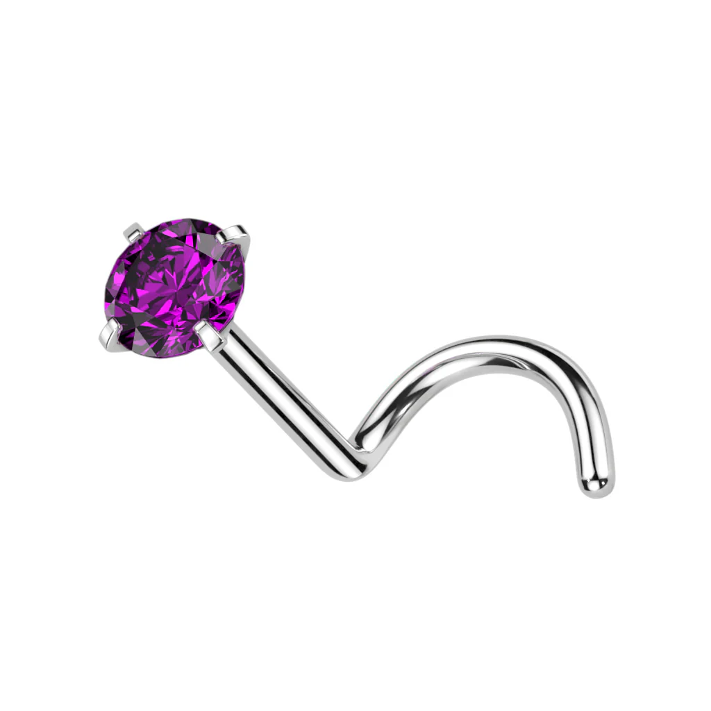 Implant Grade Titanium Prong Set CZ Nose Screw Stud Ring - Image 12