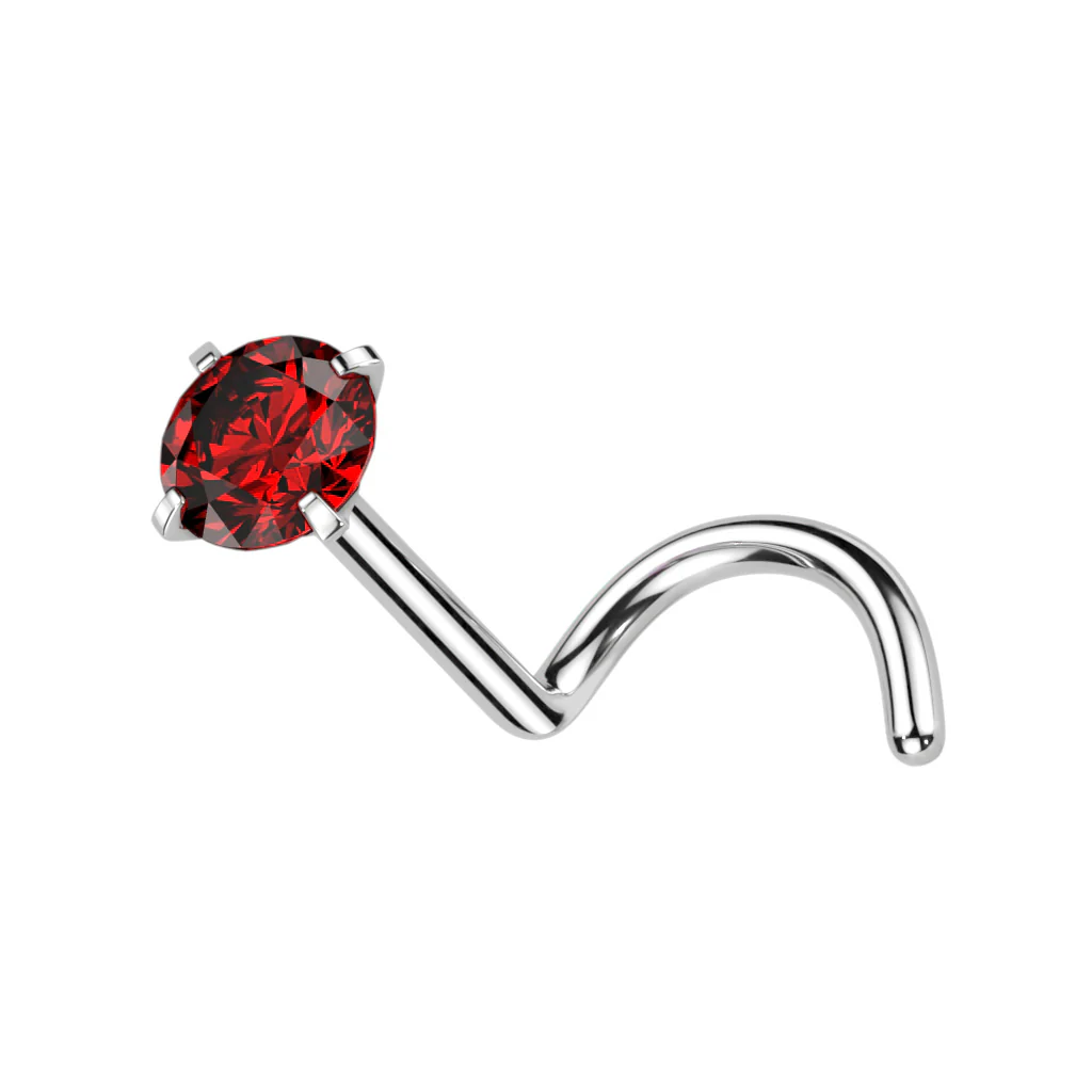 Implant Grade Titanium Prong Set CZ Nose Screw Stud Ring - Image 3